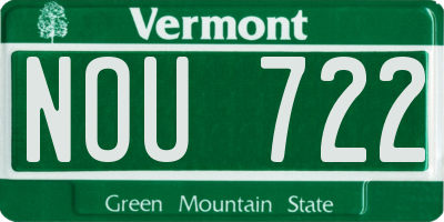 VT license plate NOU722