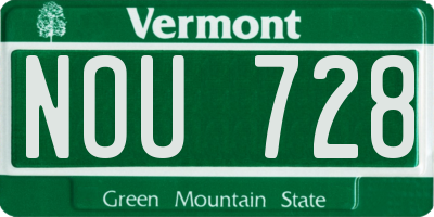 VT license plate NOU728