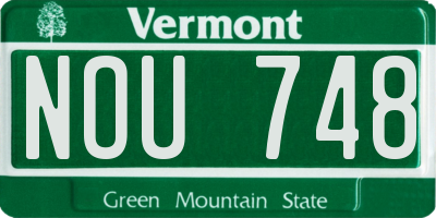 VT license plate NOU748