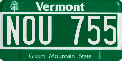 VT license plate NOU755