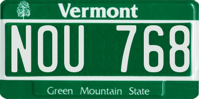 VT license plate NOU768