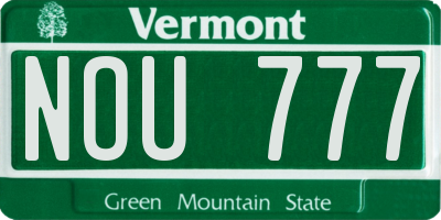 VT license plate NOU777