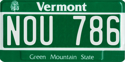 VT license plate NOU786