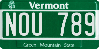 VT license plate NOU789