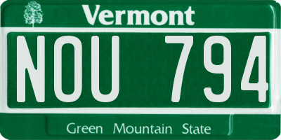 VT license plate NOU794