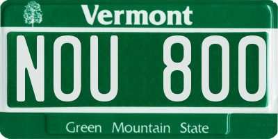 VT license plate NOU800