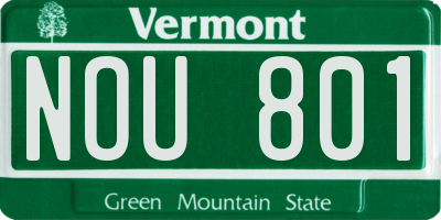 VT license plate NOU801