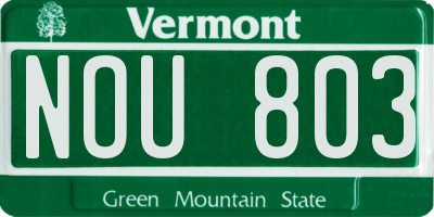 VT license plate NOU803