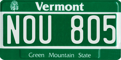 VT license plate NOU805