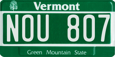 VT license plate NOU807