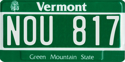 VT license plate NOU817