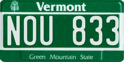 VT license plate NOU833