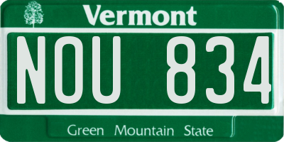 VT license plate NOU834