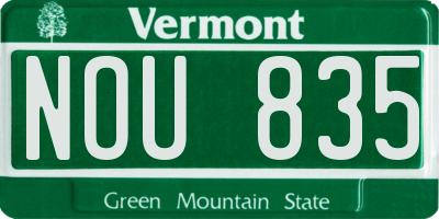 VT license plate NOU835
