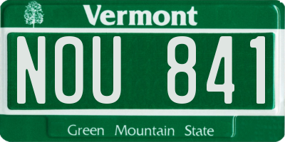 VT license plate NOU841