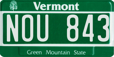 VT license plate NOU843