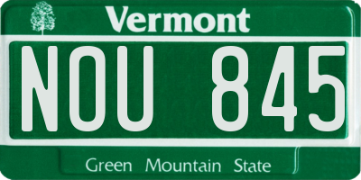 VT license plate NOU845