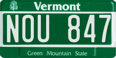 VT license plate NOU847