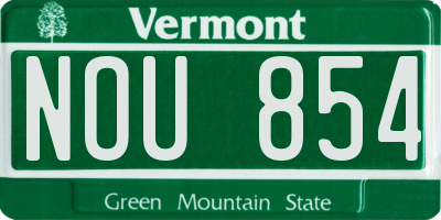 VT license plate NOU854