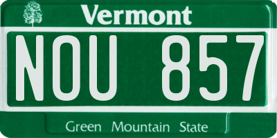 VT license plate NOU857
