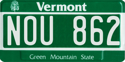 VT license plate NOU862