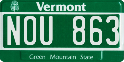 VT license plate NOU863