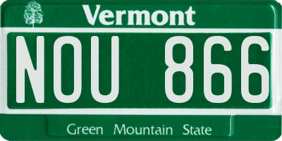 VT license plate NOU866