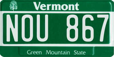VT license plate NOU867