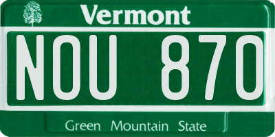 VT license plate NOU870