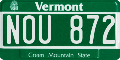 VT license plate NOU872