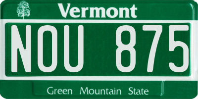VT license plate NOU875