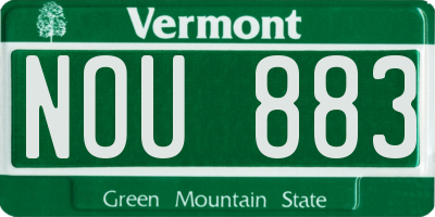 VT license plate NOU883