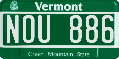 VT license plate NOU886