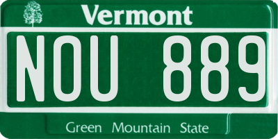 VT license plate NOU889