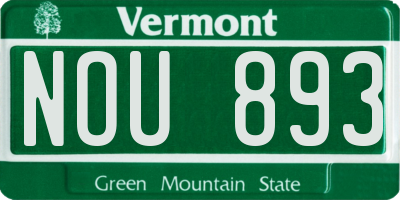 VT license plate NOU893