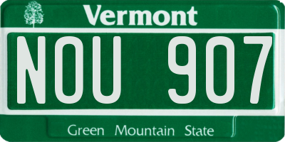 VT license plate NOU907