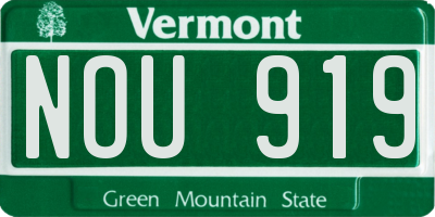 VT license plate NOU919