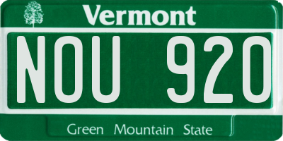 VT license plate NOU920