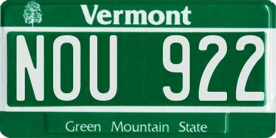VT license plate NOU922