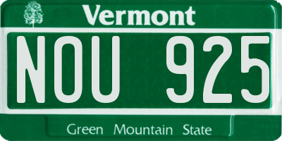 VT license plate NOU925