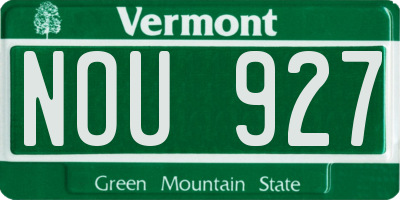VT license plate NOU927