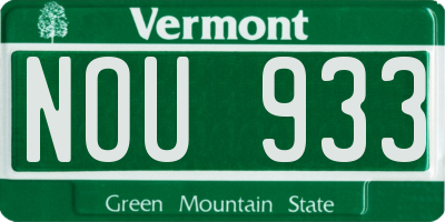 VT license plate NOU933