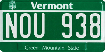 VT license plate NOU938