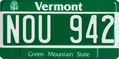 VT license plate NOU942
