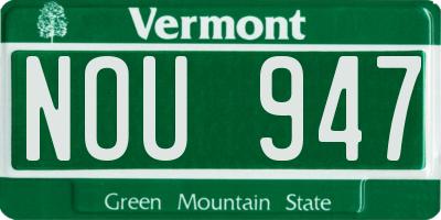 VT license plate NOU947