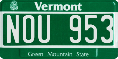 VT license plate NOU953