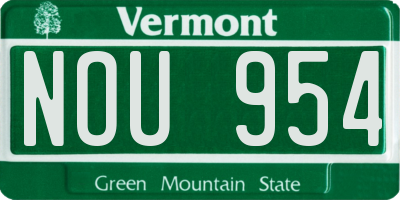 VT license plate NOU954