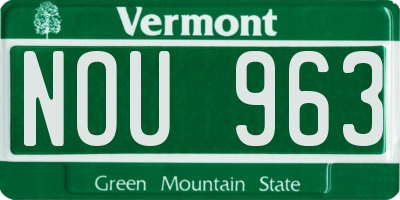 VT license plate NOU963