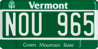 VT license plate NOU965
