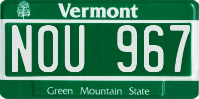 VT license plate NOU967